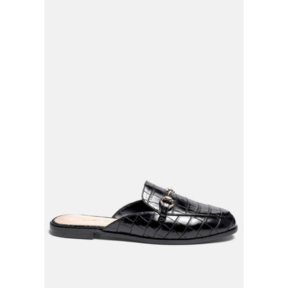 begonia buckled faux leather croc mules | London Rag