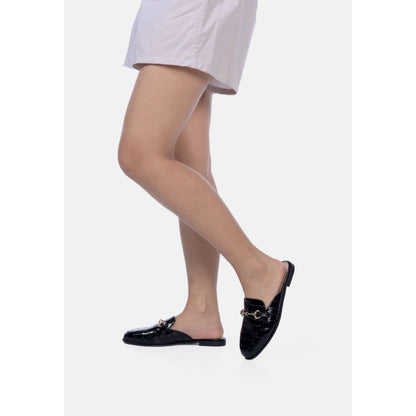 begonia buckled faux leather croc mules | London Rag