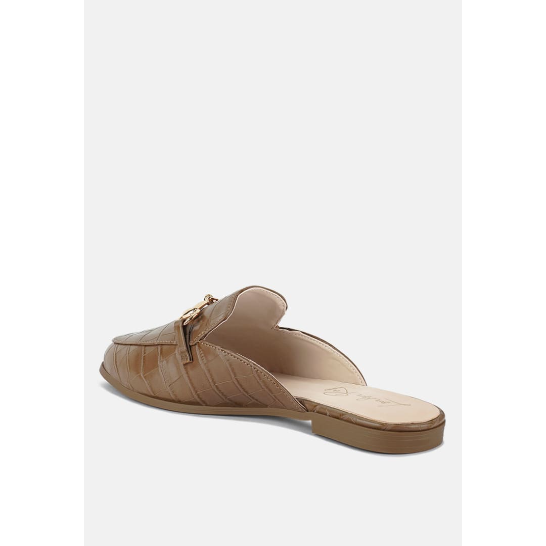 begonia buckled faux leather croc mules | London Rag