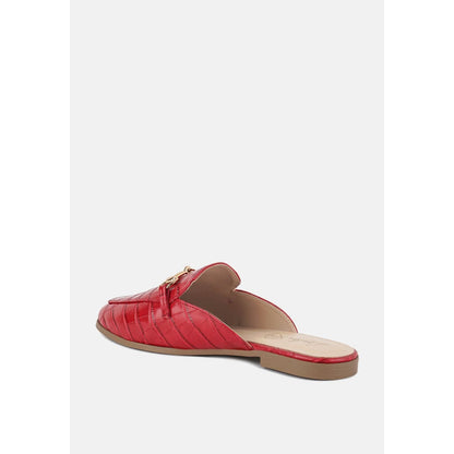 begonia buckled faux leather croc mules | London Rag