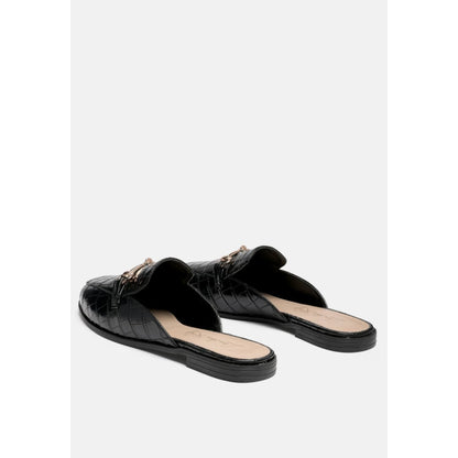 begonia buckled faux leather croc mules | London Rag