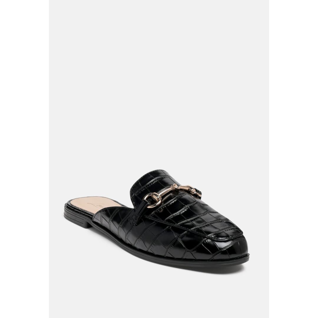 begonia buckled faux leather croc mules | London Rag