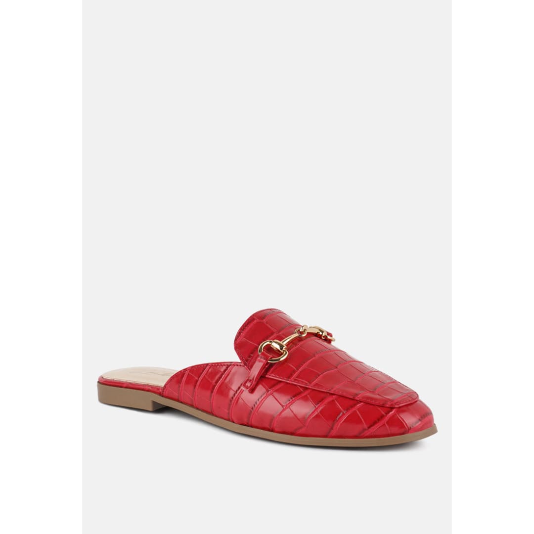begonia buckled faux leather croc mules | London Rag