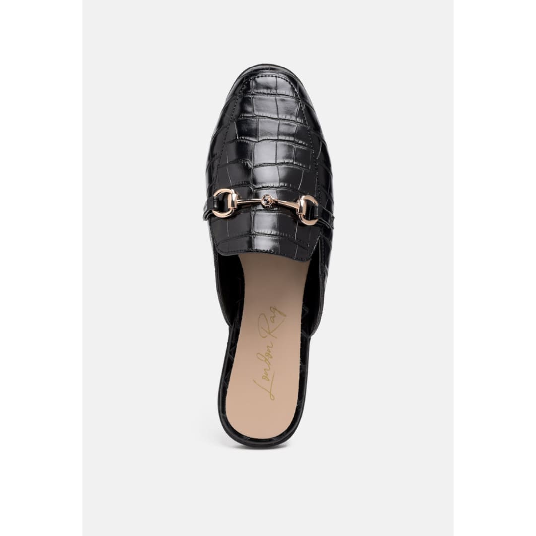 begonia buckled faux leather croc mules | London Rag