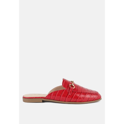 begonia buckled faux leather croc mules | London Rag