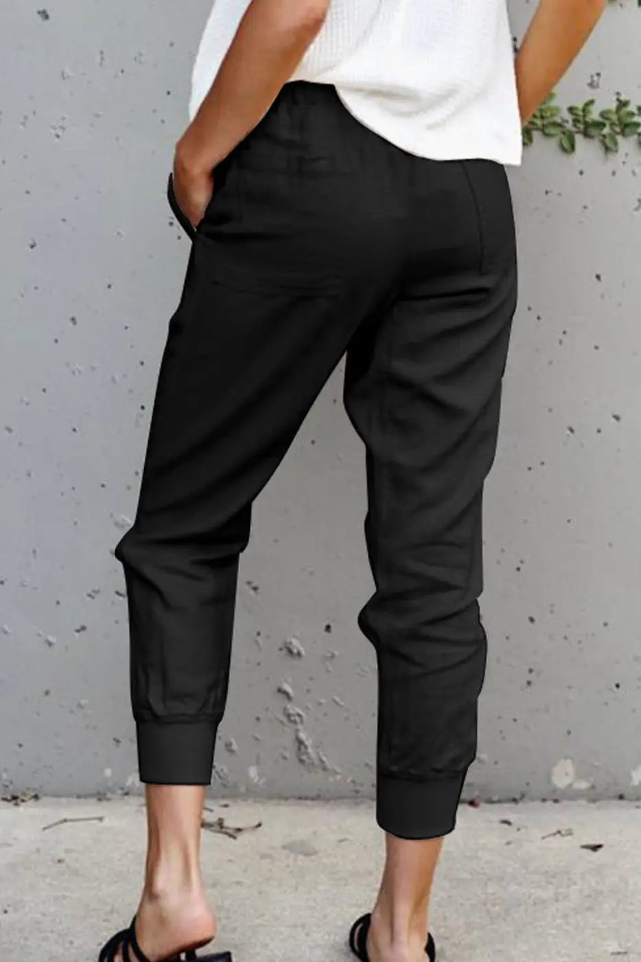 Black Causal Pockets Pants-1