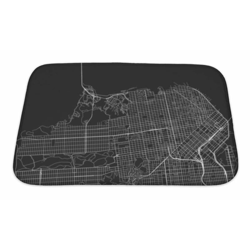 Black Map Of San Francisco Bath Mat | The Urban Clothing Shop™