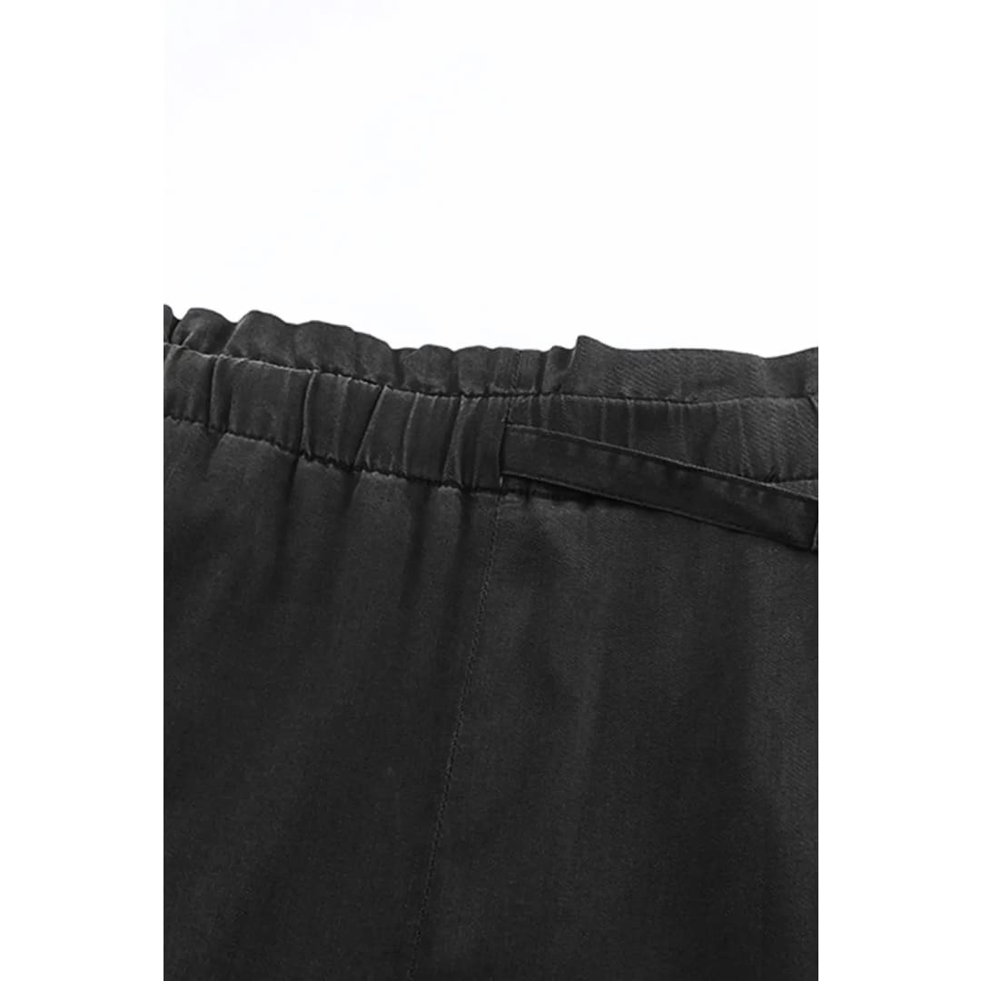 Black High Waist Pocketed Wide Leg Tencel Jeans | Fashionfitz