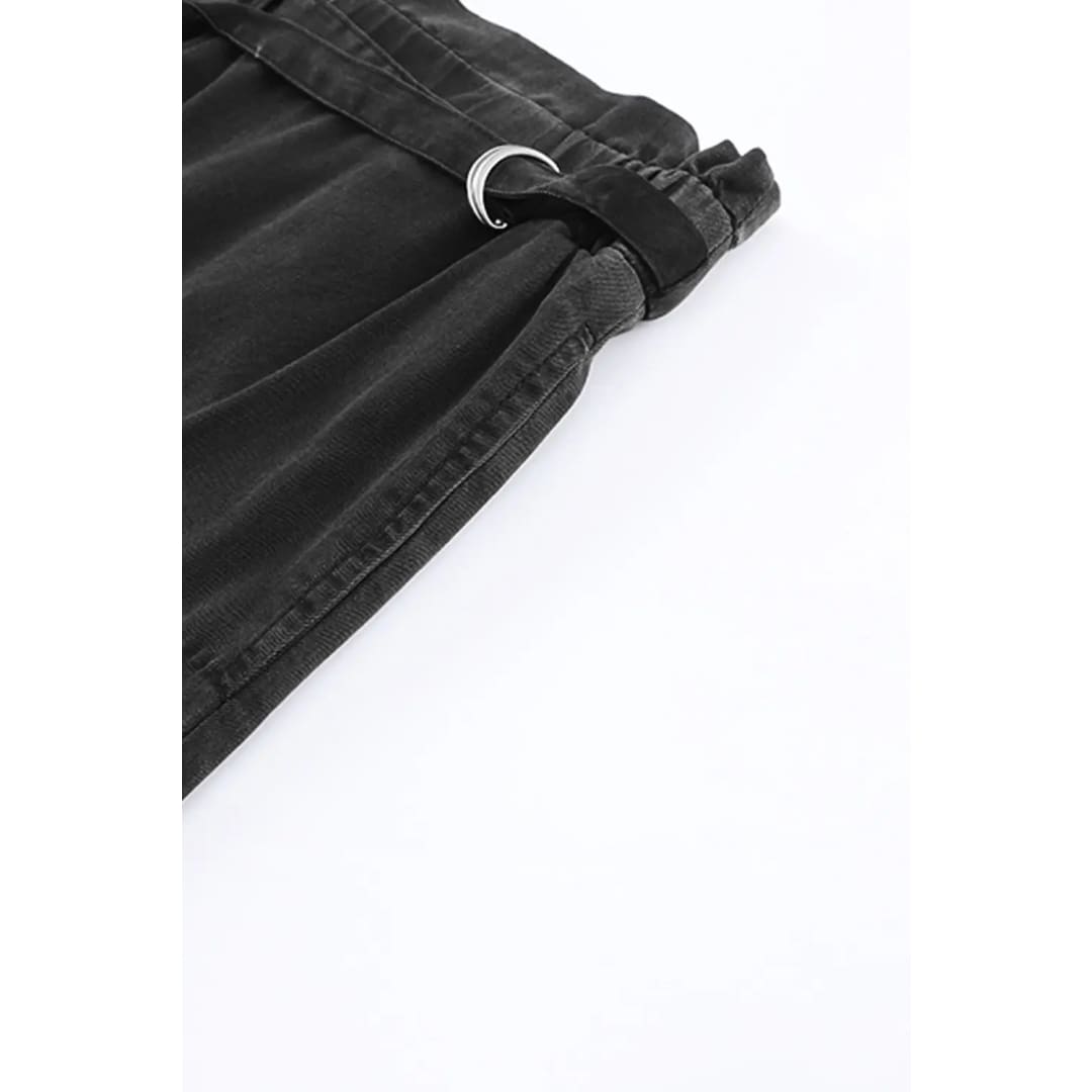 Black High Waist Pocketed Wide Leg Tencel Jeans | Fashionfitz