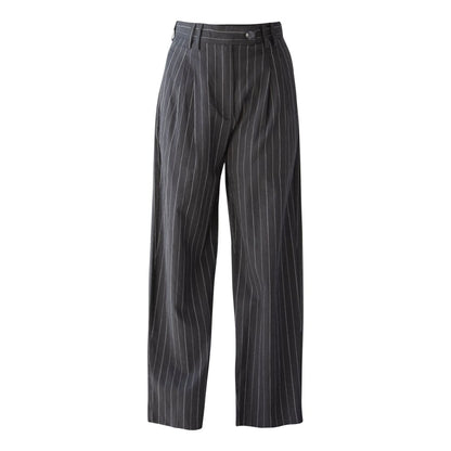 Black Pinstripes Suit Pants | Le Réussi