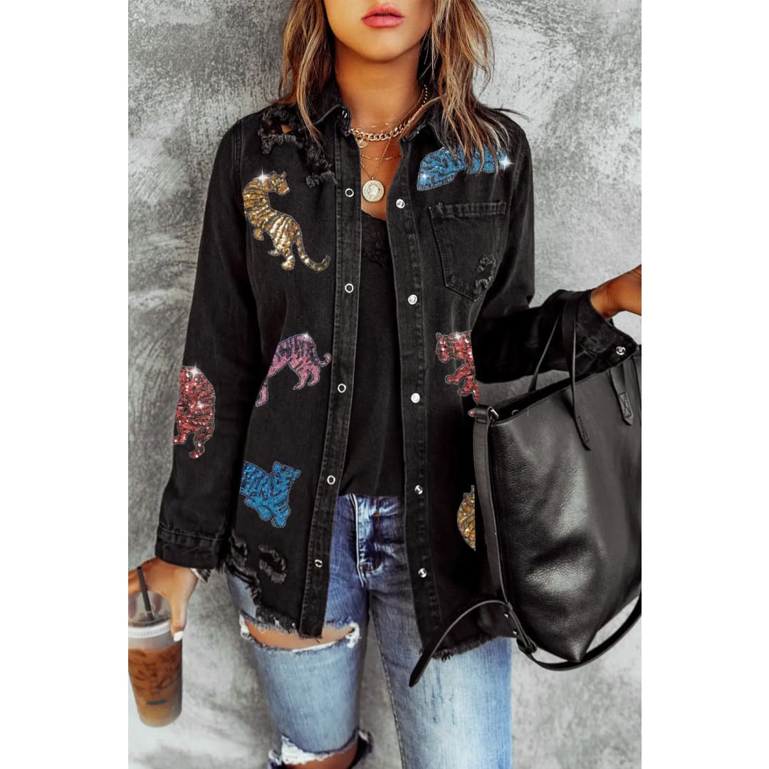 Black Ripped Denim Jacket | Fashionfitz