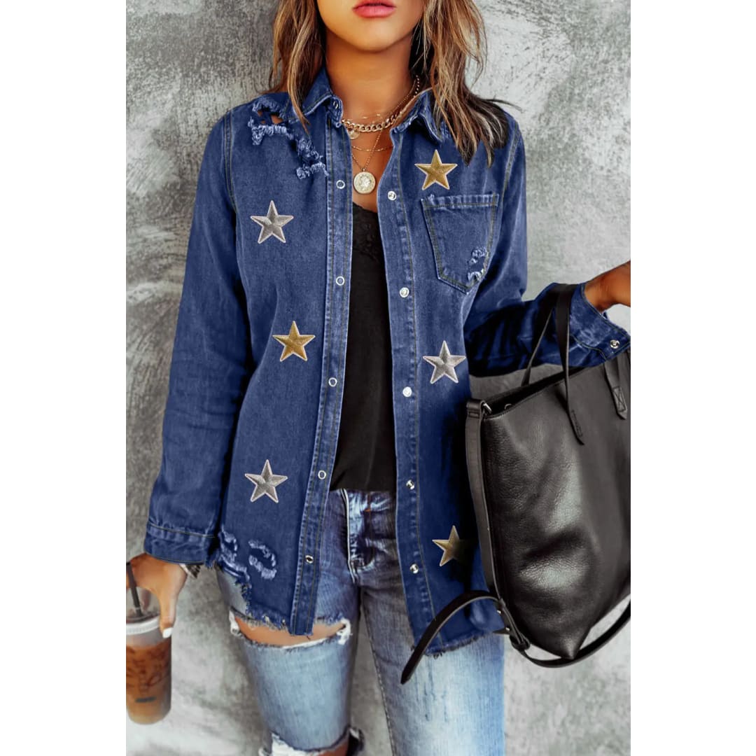 Black Ripped Denim Jacket | Fashionfitz