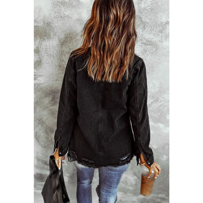 Black Ripped Denim Jacket | Fashionfitz