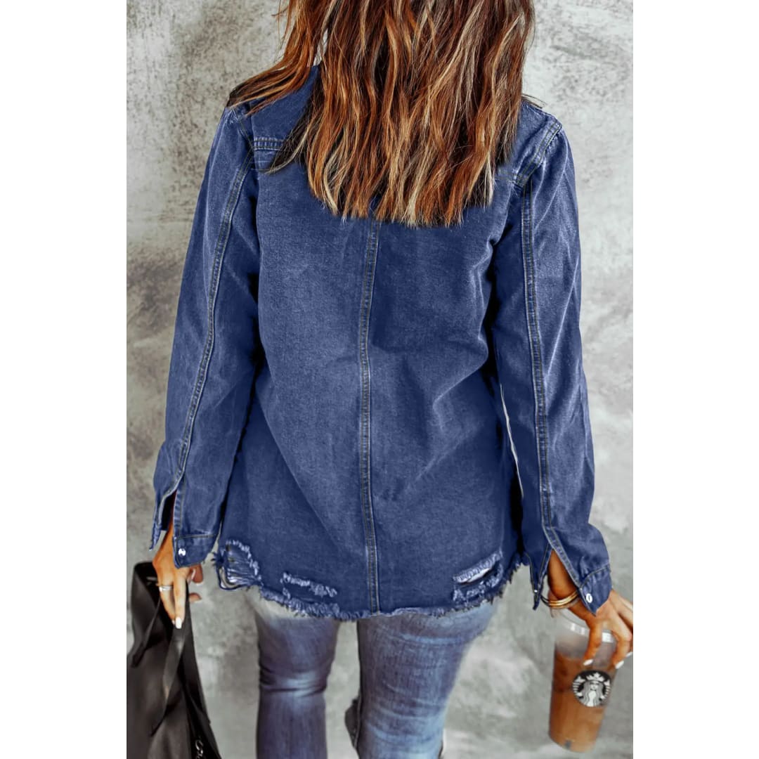 Black Ripped Denim Jacket | Fashionfitz