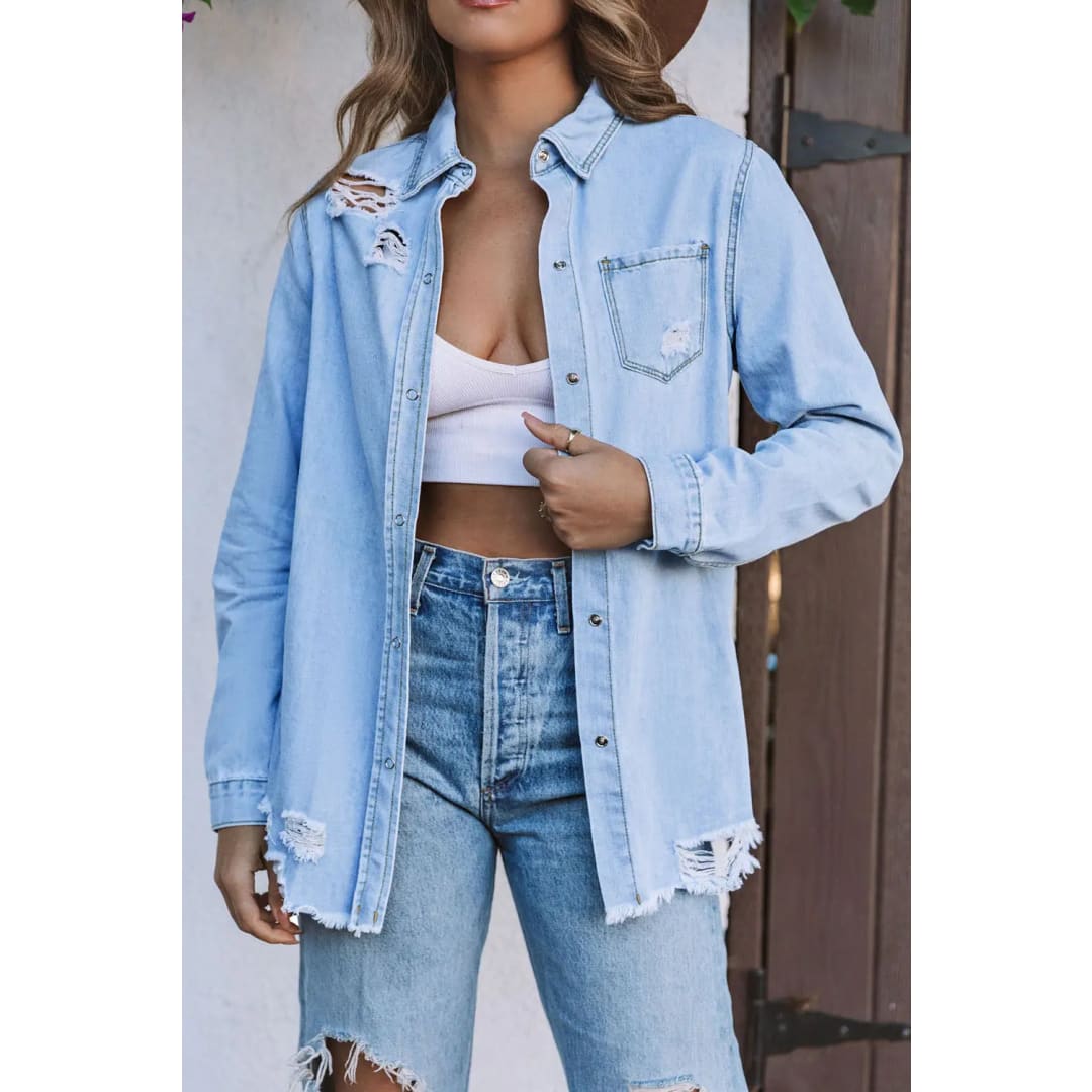 Black Ripped Denim Jacket | Fashionfitz