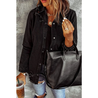 Black Ripped Denim Jacket | Fashionfitz