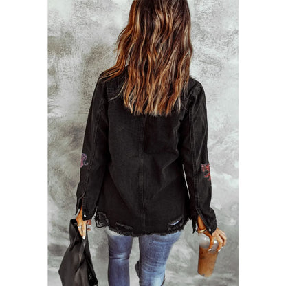 Black Ripped Denim Jacket | Fashionfitz