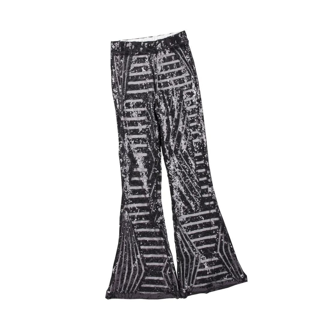 Black Sequin Wide Leg Pants | Fashionfitz