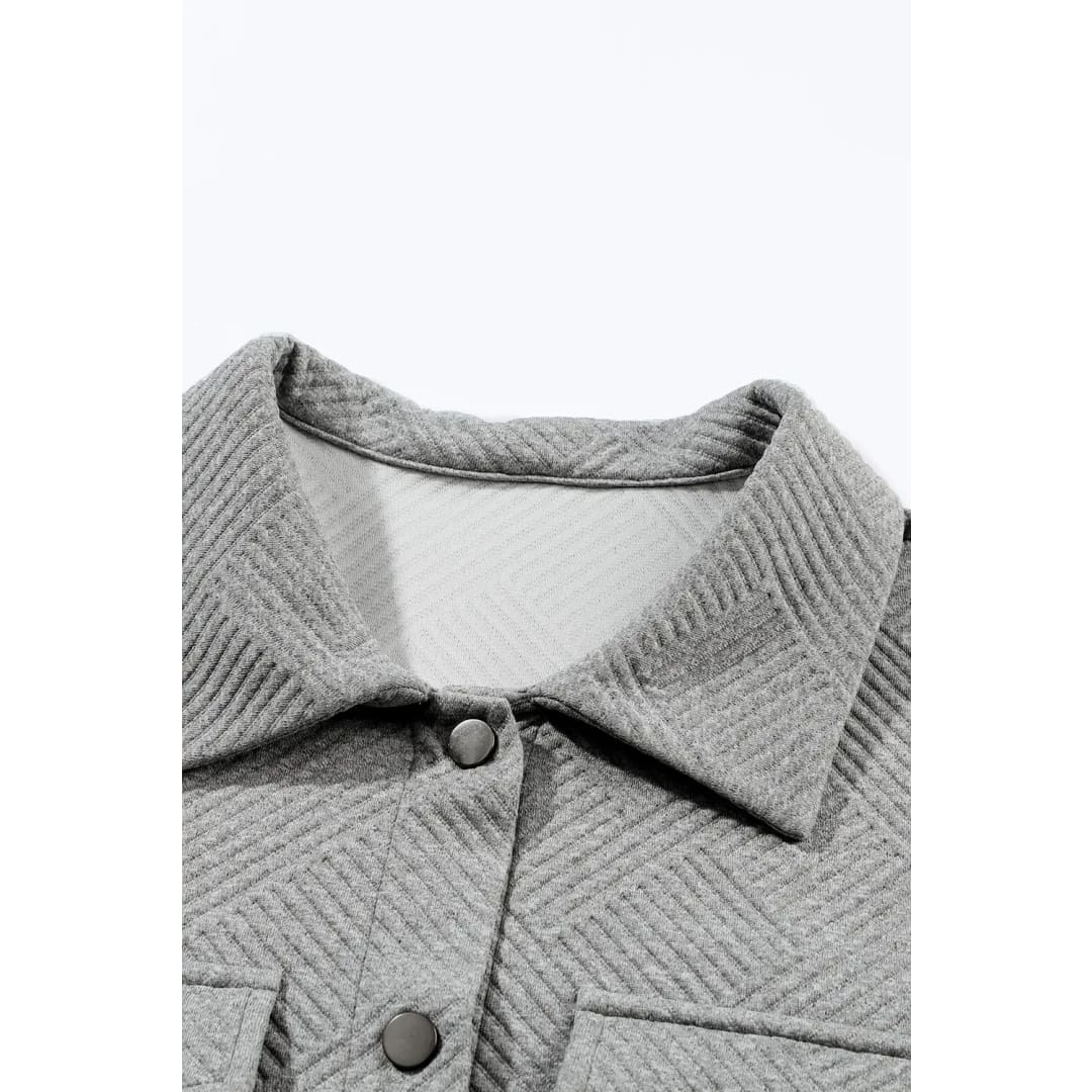 Black Solid Textured Flap Pocket Buttoned Shacket | Fashionfitz