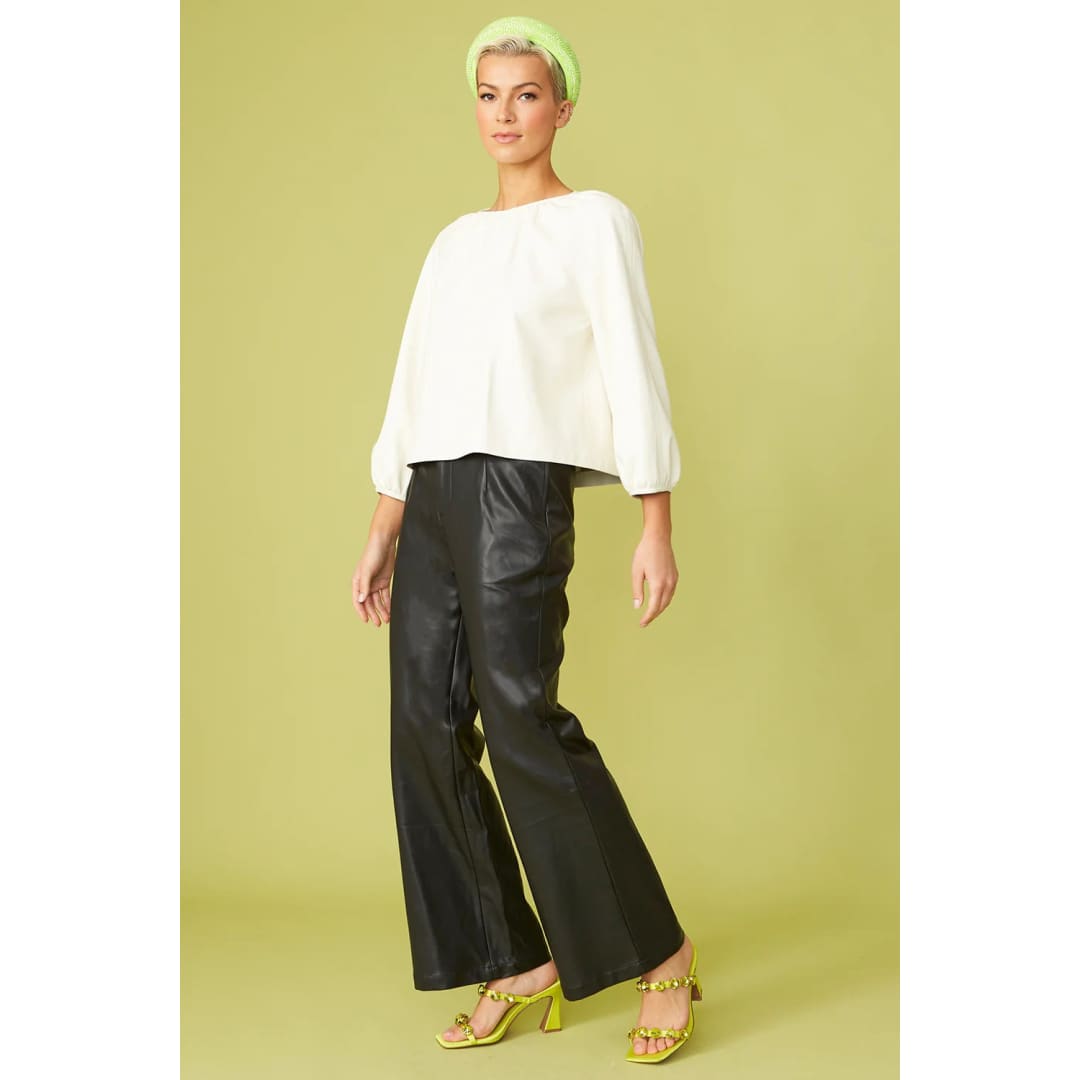 Black Tencel Blend Eco Leather Trousers | Buy Me Fur Ltd