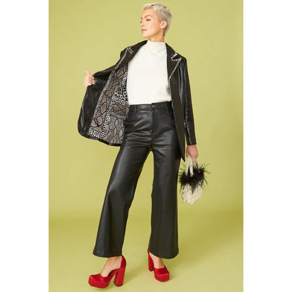 Black Tencel Blend Eco Leather Trousers | Buy Me Fur Ltd