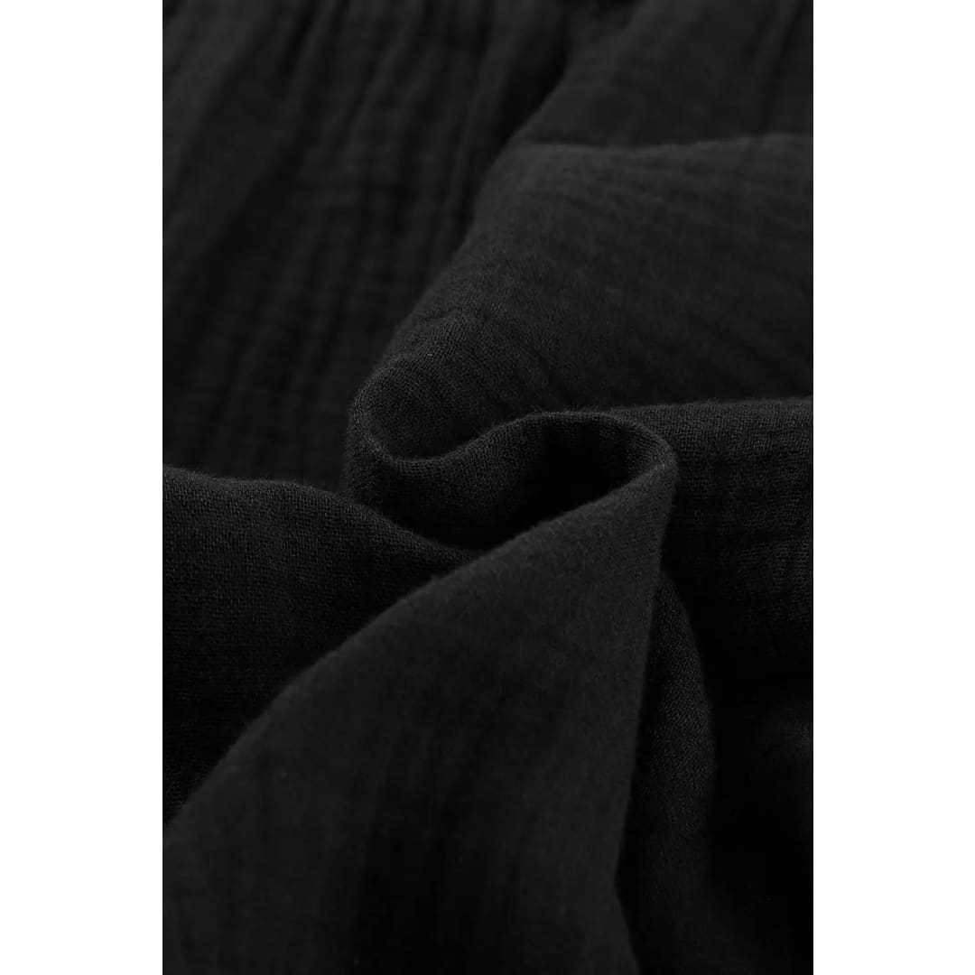 Black Textured High Waist Ruffled Bell Bottom Pants | Fashionfitz