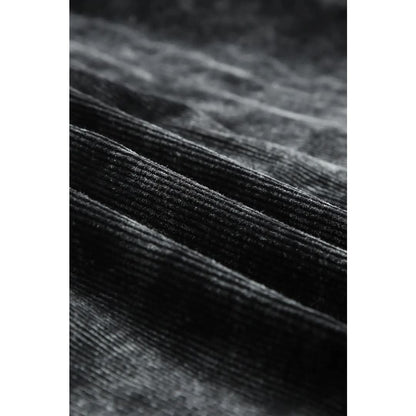 Black Vintage Distressed Mineral Wash Oversized Shacket | Fashionfitz