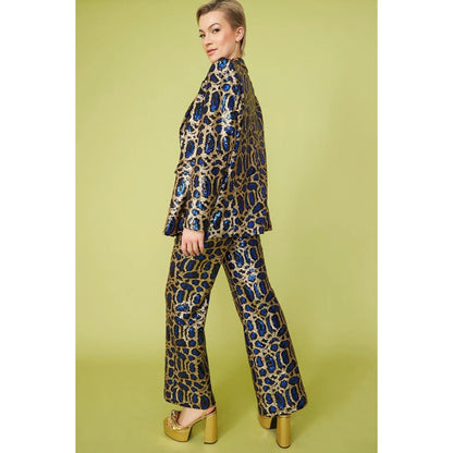 Blue Bamboo Animal Print Sequin Blazer | Buy Me Fur Ltd