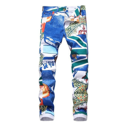 Blue Dreams Printed Slim-Fit Jeans | The Urban Clothing Shop™