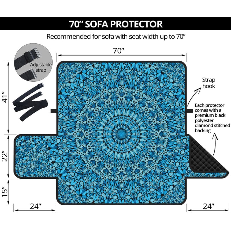 Sky Blue Mandala 70’’ Sofa Protector | The Urban Clothing Shop™