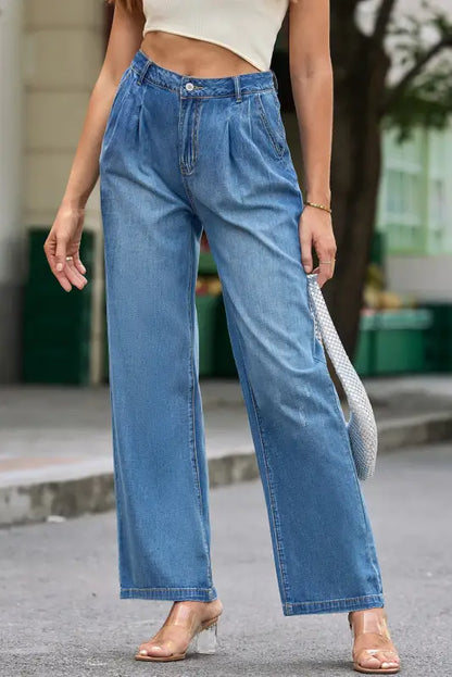 Blue Slouchy Wide Leg Jeans-2