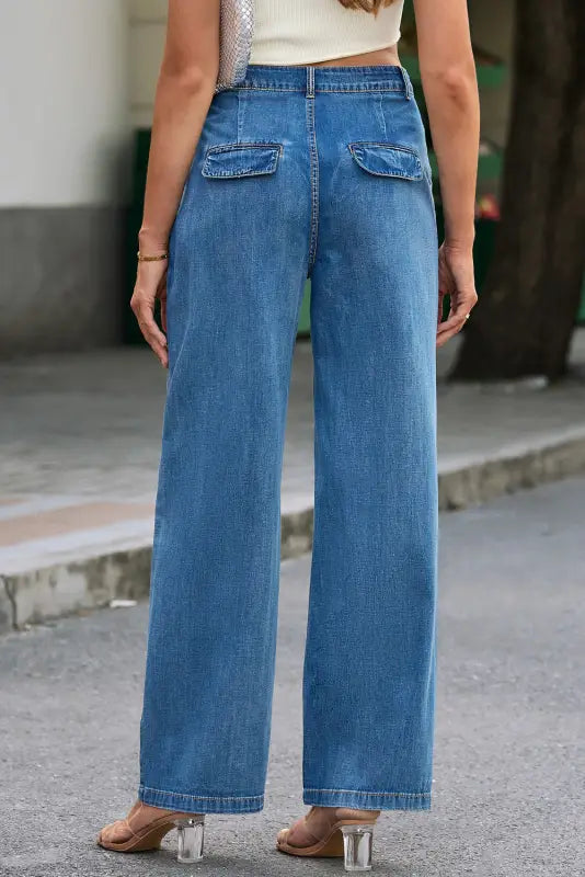 Blue Slouchy Wide Leg Jeans-1