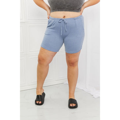 Blumin Apparel Too Good Full Size Ribbed Shorts in Misty Blue | The Urban Clothing Shop™