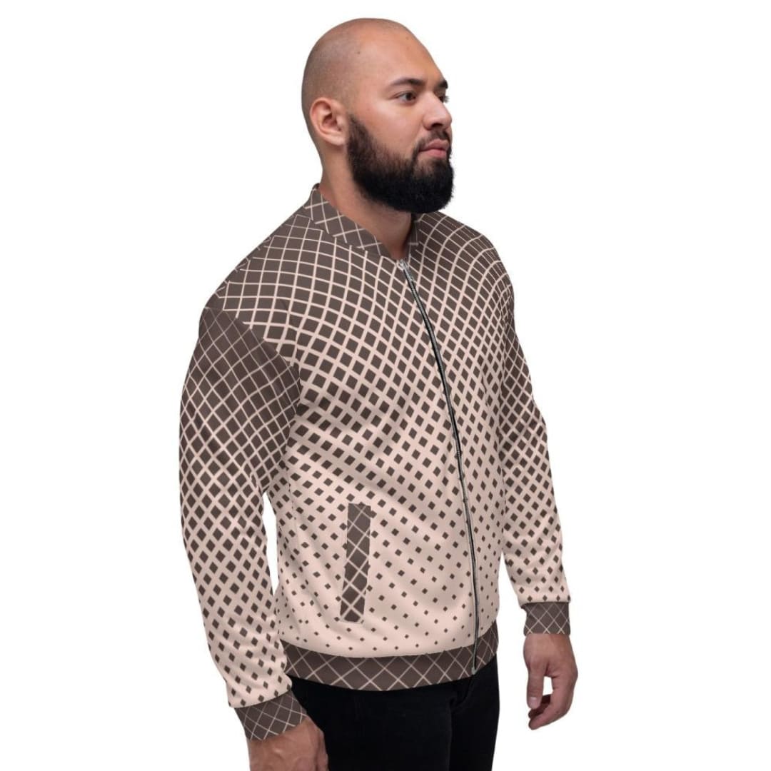 Bomber Jacket For Men Burgundy Halftone Dotted Pattern | IPFL | inQue.Style