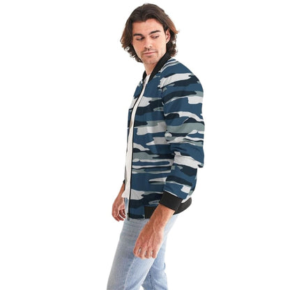 Bomber Jacket For Men Camo Blue And Grey Pattern | IKIN | inQue.Style