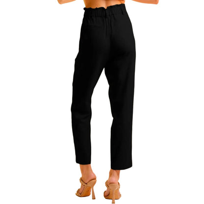 Brown Button Flap Pocket High Waisted Linen Pants | The Urban Clothing Shop™