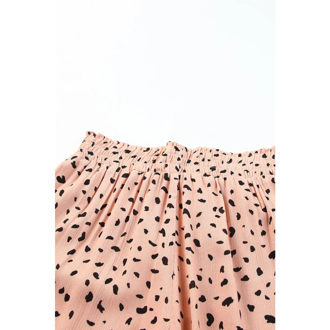 Brown Ruffle Wide Leg Dalmatian Palazzo Pants | Fashionfitz