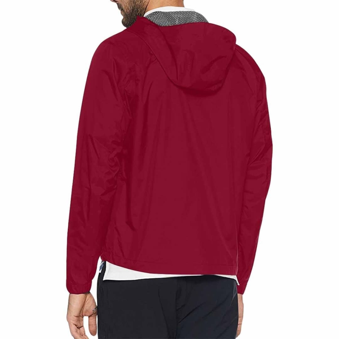 Burgundy Red Hooded Windbreaker Jacket - Men / Women | IAA | inQue.Style