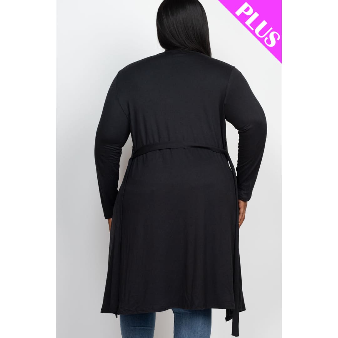 Capella Plus Size Long Belted Cardigan | CAPELLA