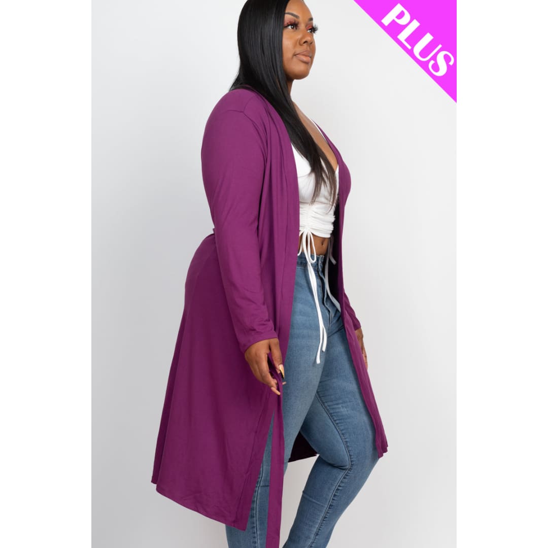 Capella Plus Size Long Belted Cardigan | CAPELLA