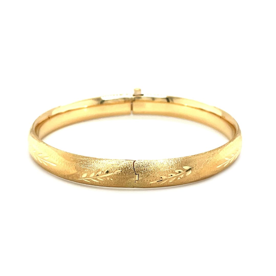 Classic Floral Carved Bangle in 14k Yellow Gold (8.0mm) | Richard Cannon Jewelry