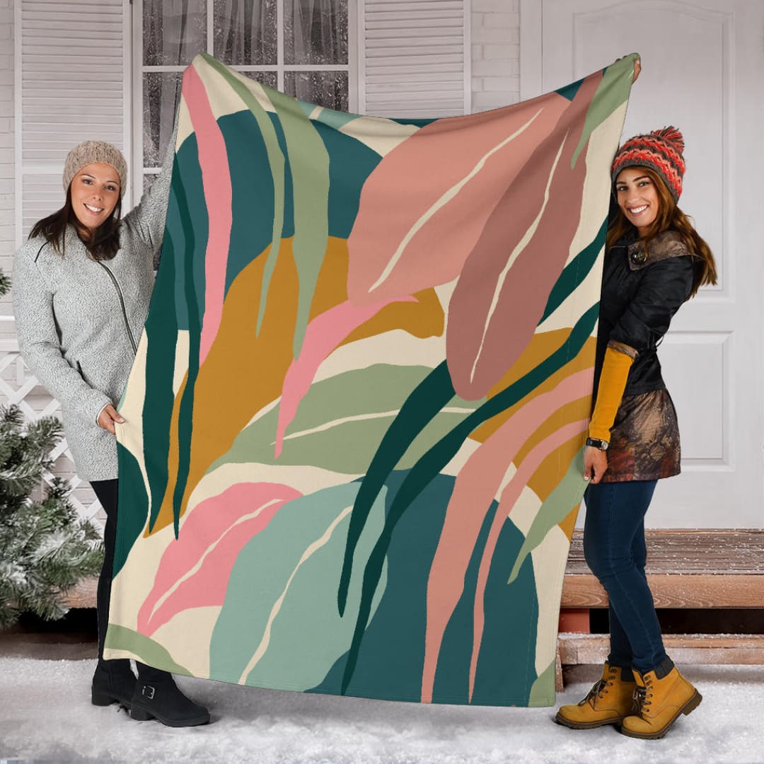 Colorful Leaves Hand Drawn Premium Blanket | The Urban Clothing Shop™