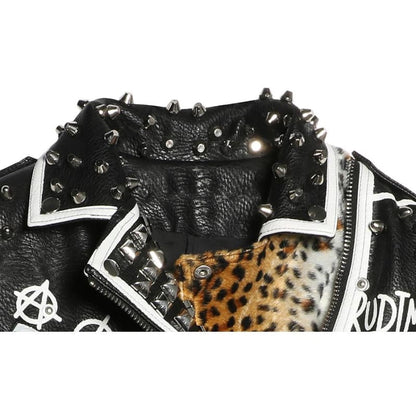 CRLLfish Leopard Riveted Leather Jacket [In Store] | The Urban Clothing Shop™