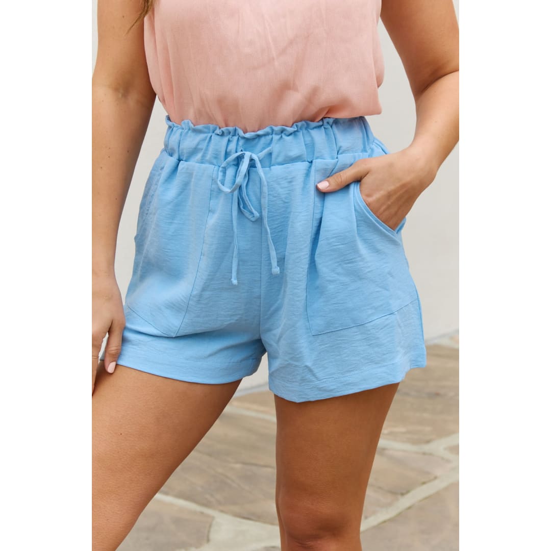 Culture Code Full Size High Waisted Paper bag Shorts in Blue Bell | The Urban Clothing