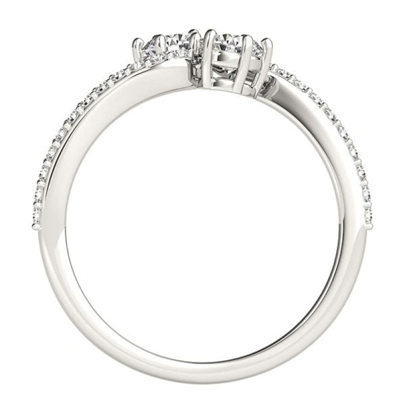 Curved Band Two Stone Diamond Ring in 14k White Gold (3/4 cttw) | Richard Cannon Jewelry