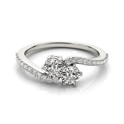 Curved Band Two Stone Diamond Ring in 14k White Gold (3/4 cttw) | Richard Cannon Jewelry