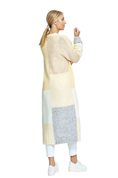 Cozy Color-Block Long Knit Cardigan