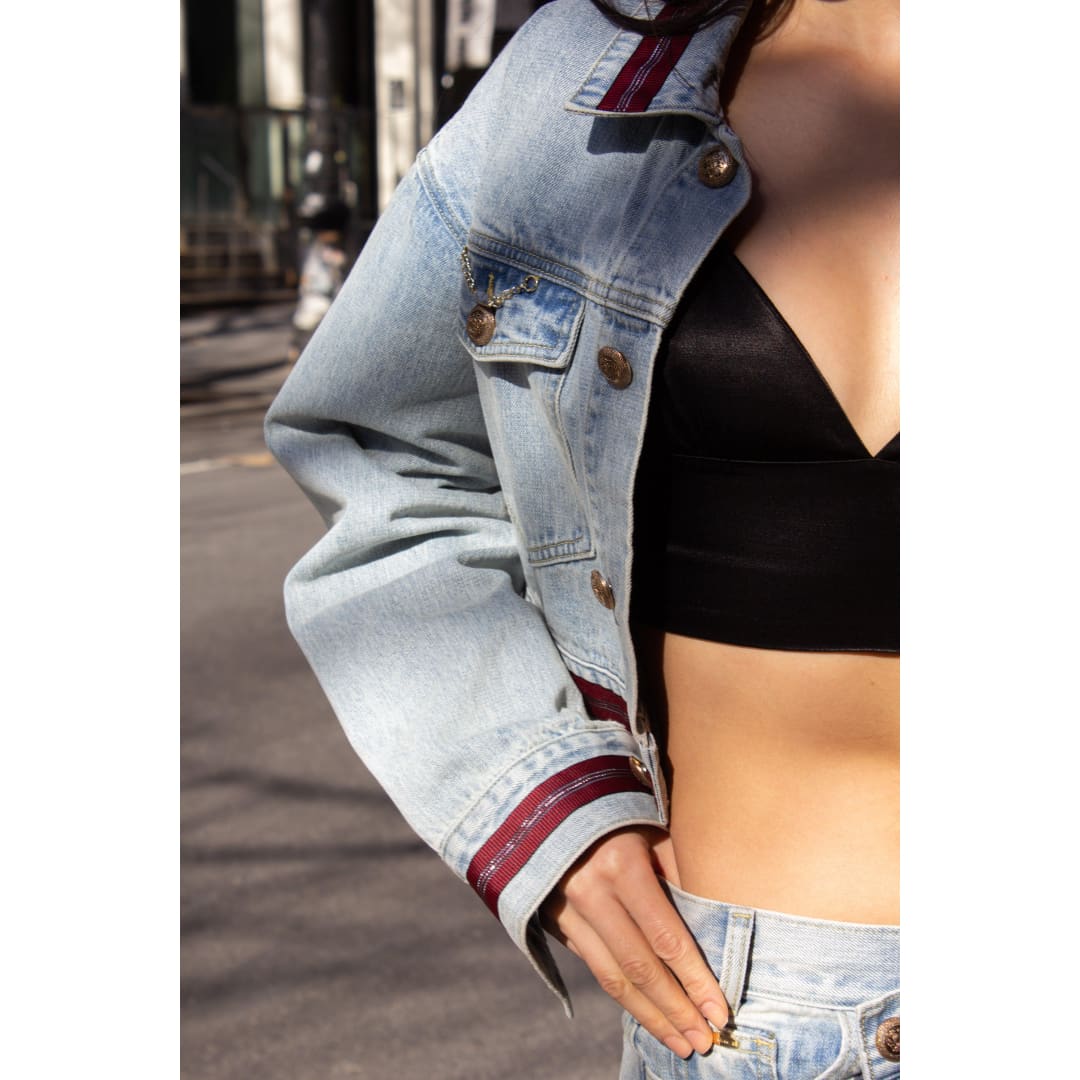 Danielle Denim Jacket with Red Lining | Le Réussi