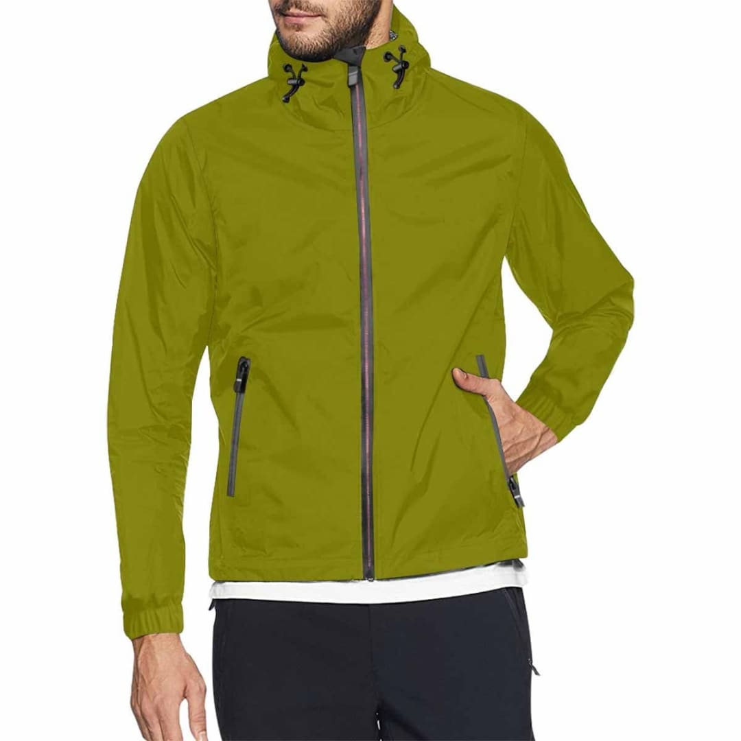 Dark Olive Green Hooded Windbreaker Jacket - Men / Women | IAA | inQue.Style