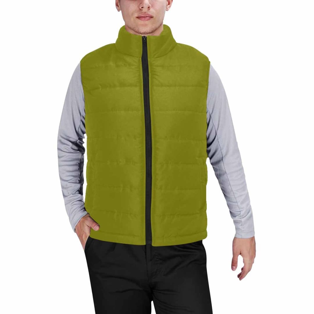 Dark Olive Green Mens Padded Vest | IAA | inQue.Style